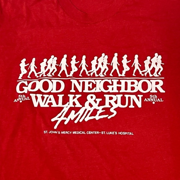 Vintage Single Stitch Walk & Run 1980s Screen Stars Tshirt Large - Picture 2 of 5